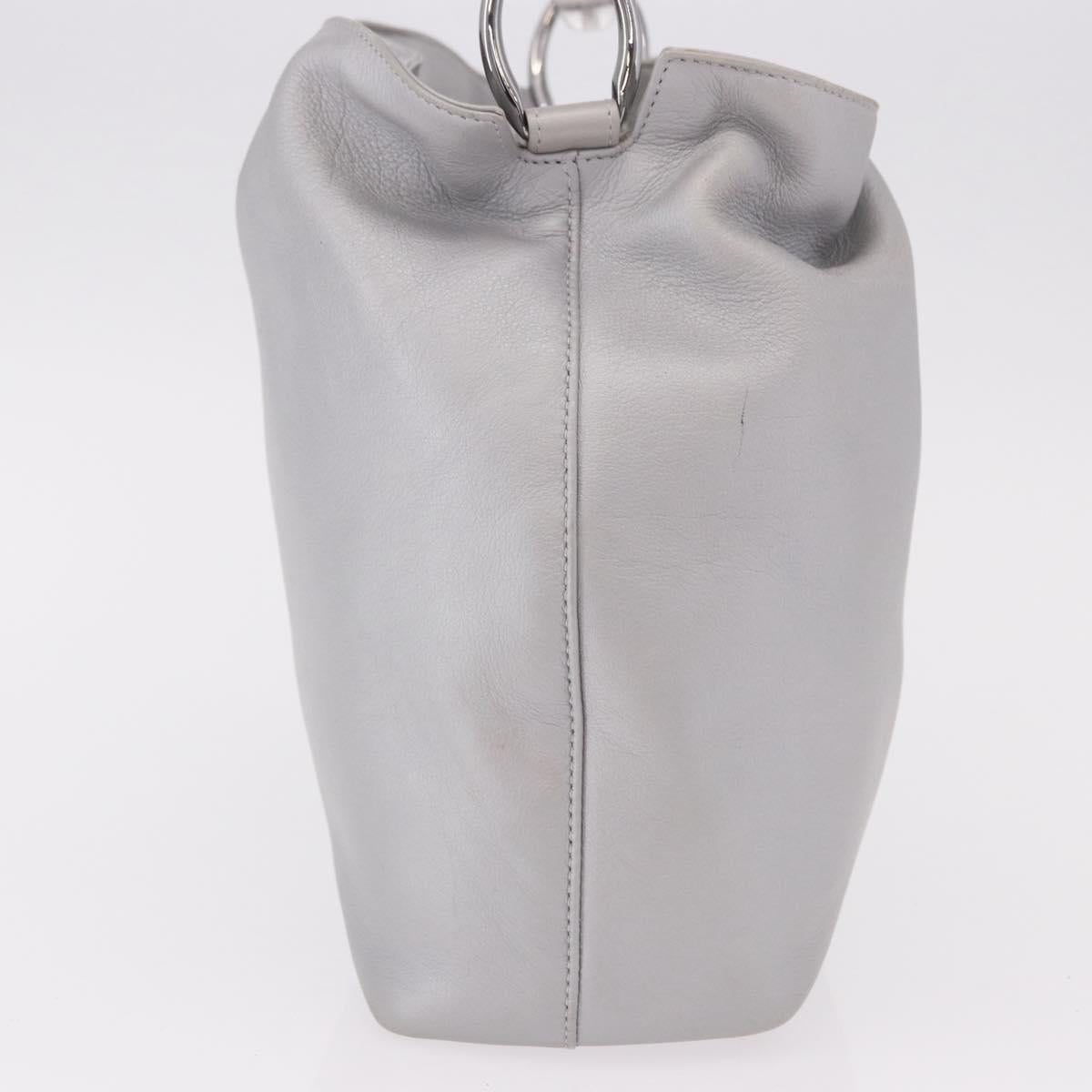 Christian Dior Maris Pearl Hand Bag Leather Silver Auth bs35918A