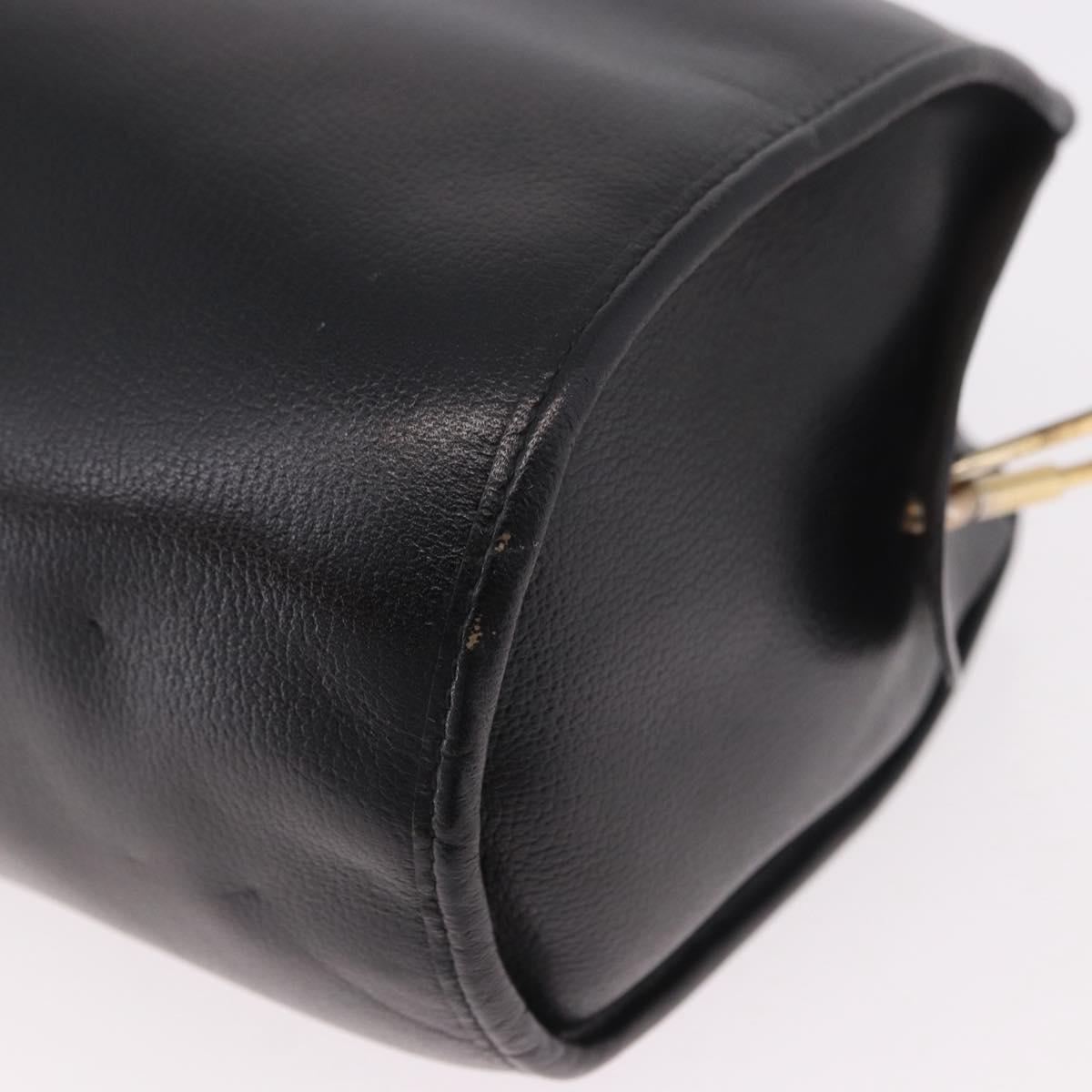 Christian Dior Shoulder Bag Leather Black Gold Auth bs35919