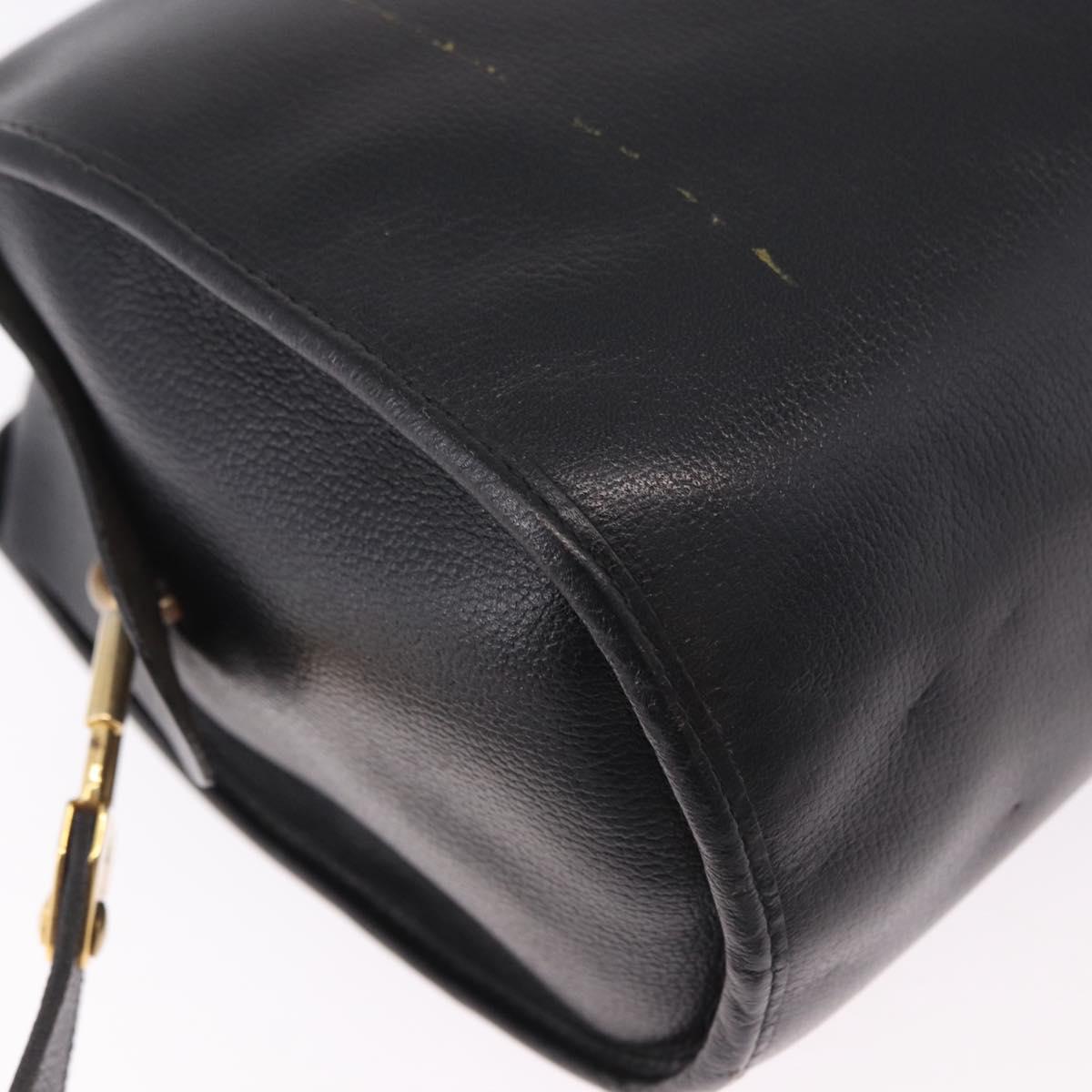 Christian Dior Shoulder Bag Leather Black Gold Auth bs35919