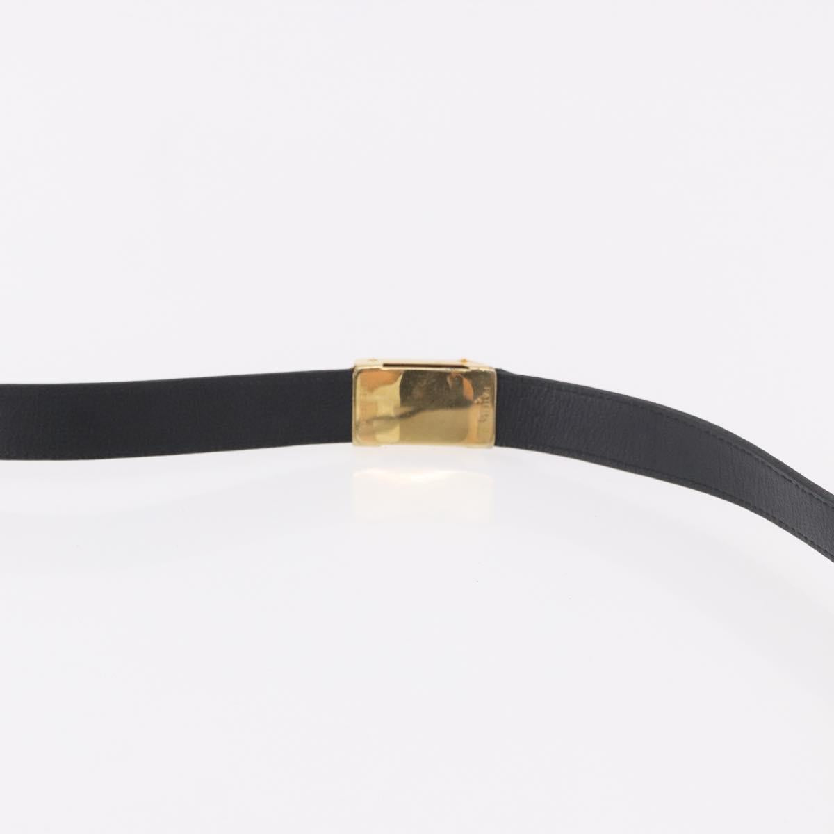 Christian Dior Shoulder Bag Leather Black Gold Auth bs35919