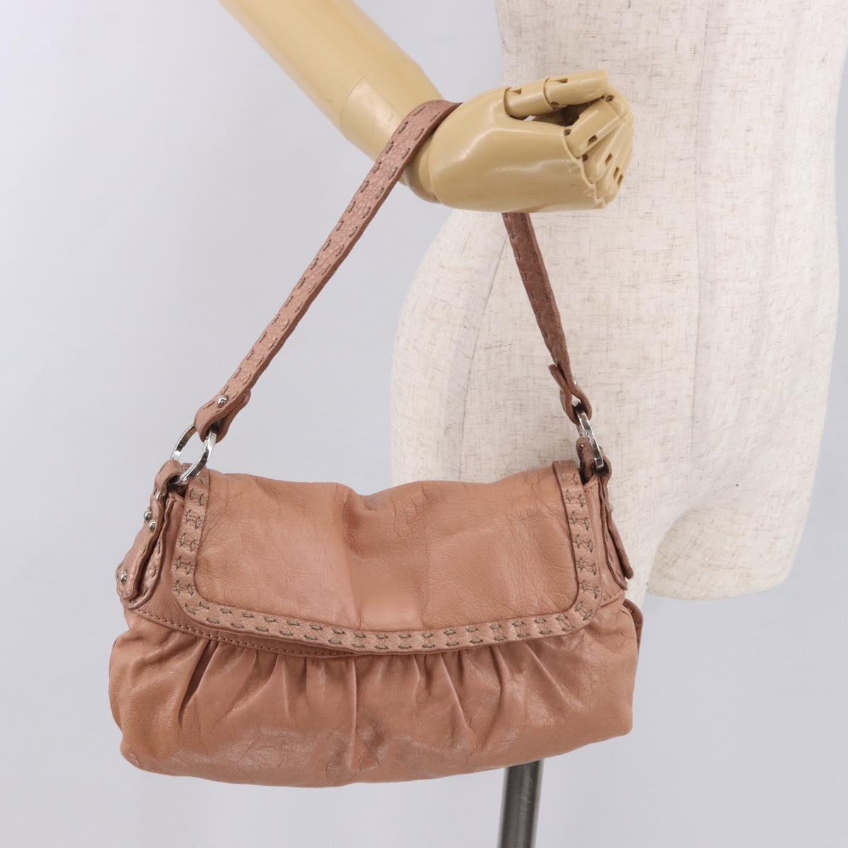 FENDI Celeria Hand Bag Leather Pink Silver 8BR355 Auth bs35921