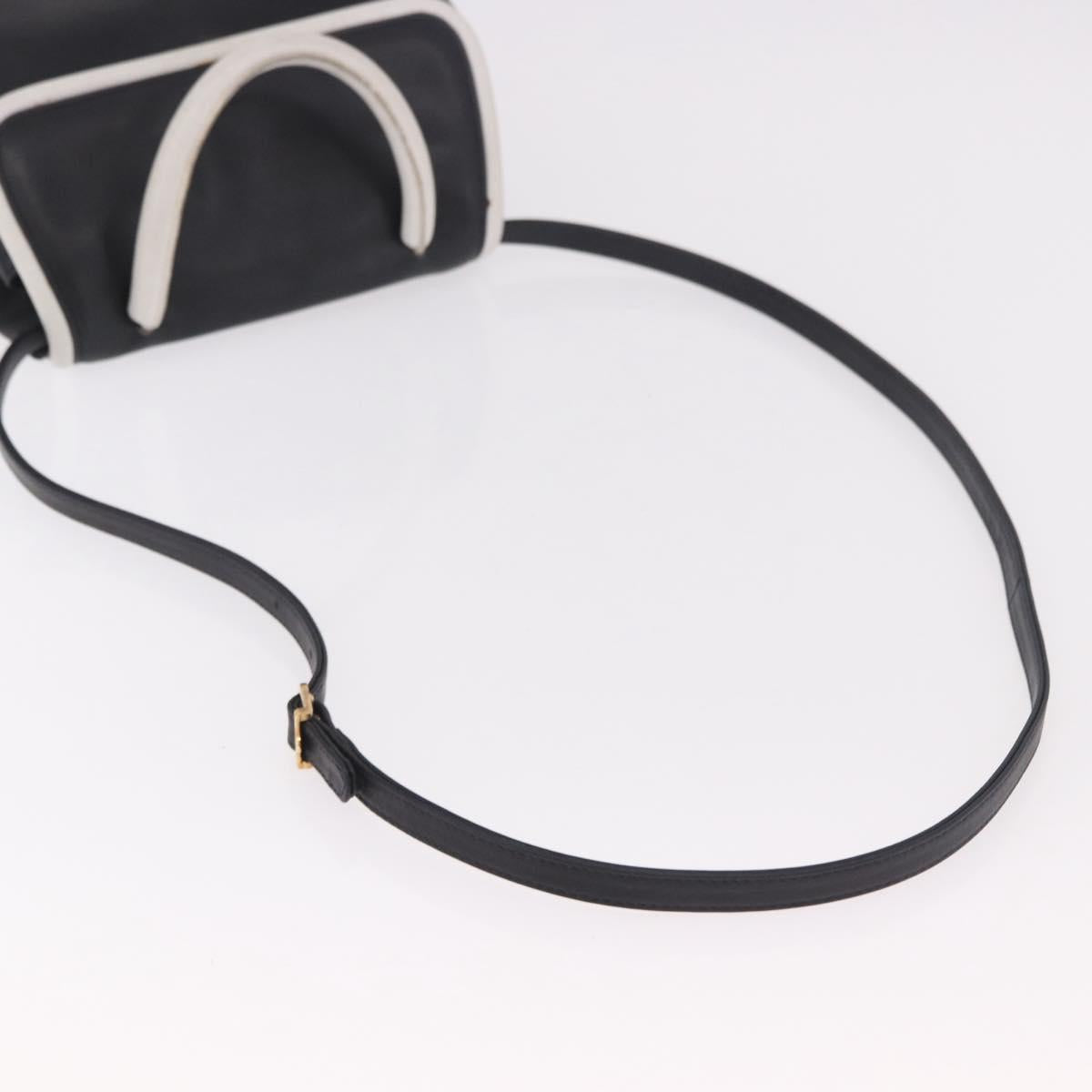 FENDI Hand Bag Leather 2way Black Auth bs35922