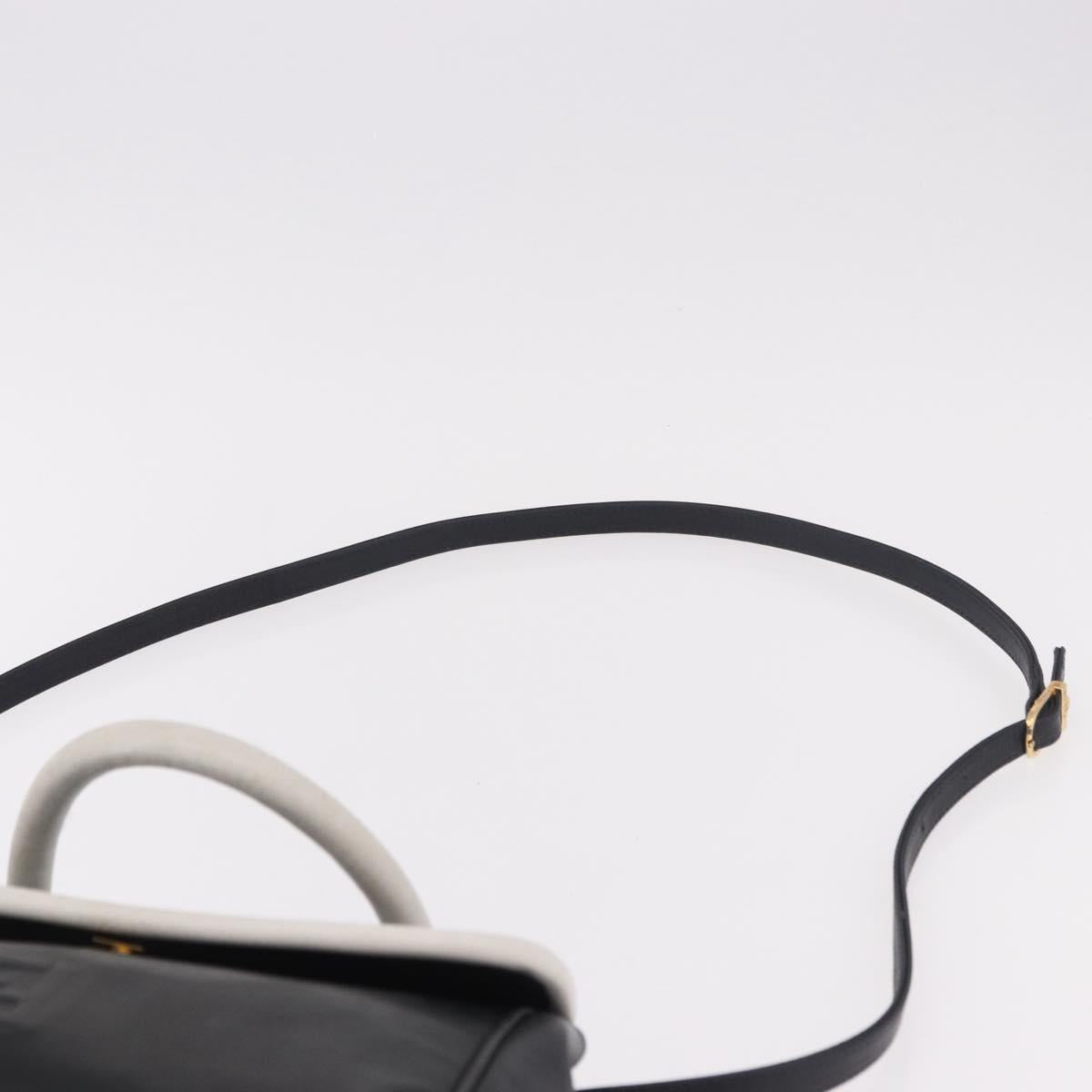 FENDI Hand Bag Leather 2way Black Auth bs35922
