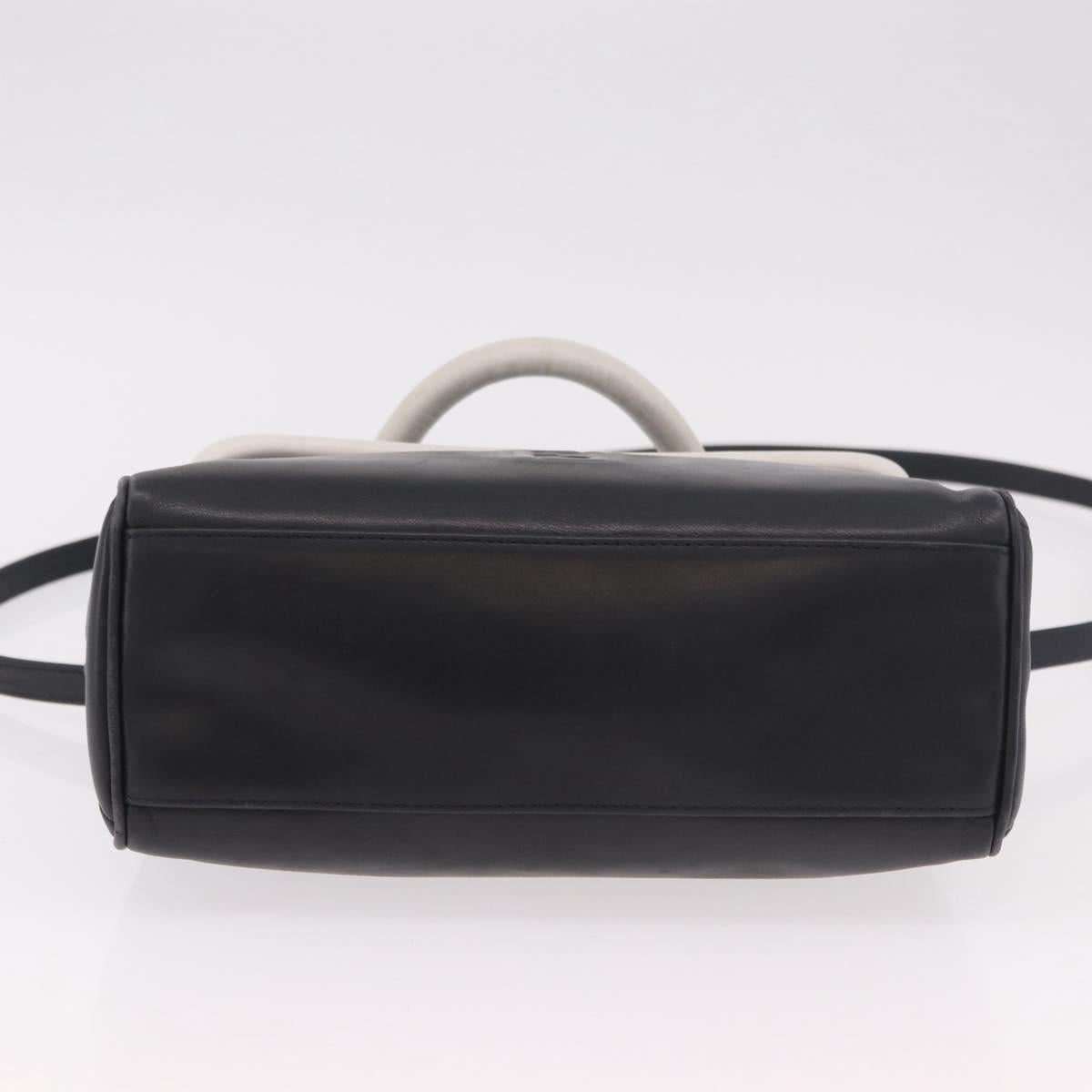 FENDI Hand Bag Leather 2way Black Auth bs35922