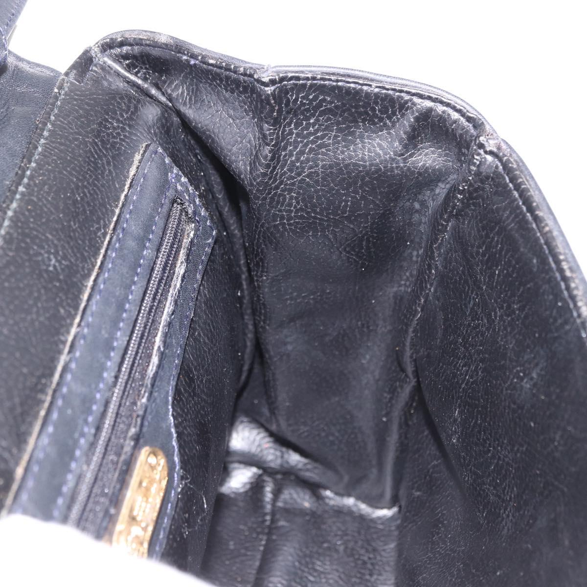 FENDI Hand Bag Leather 2way Black Auth bs35922