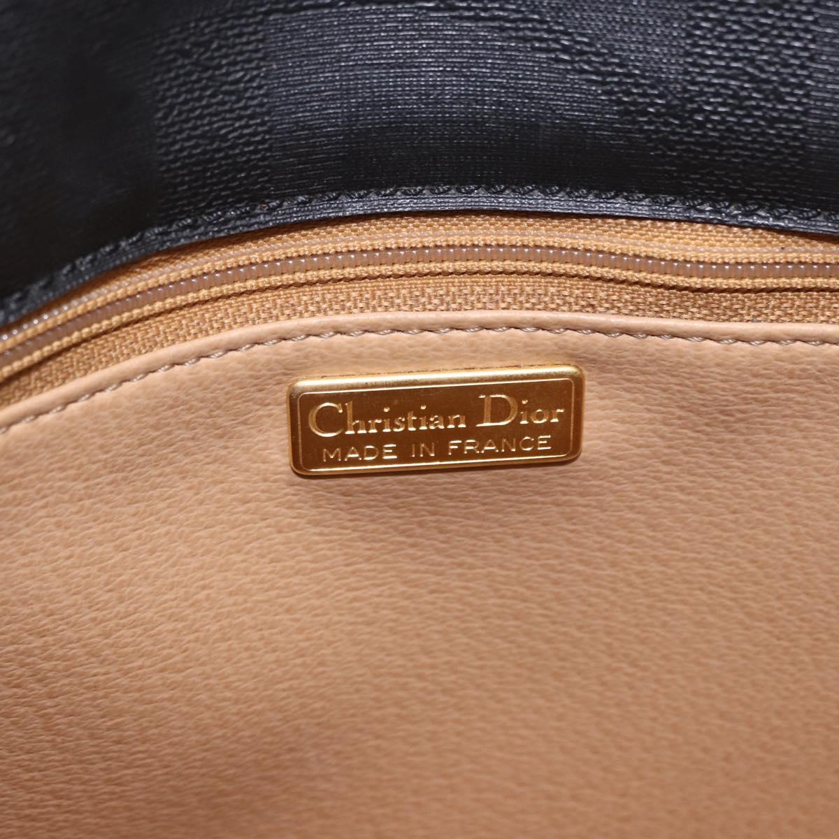 Christian Dior Trotter Shoulder Bag PVC Black Gold Auth bs35923