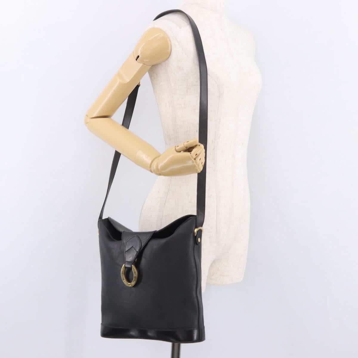 Christian Dior Trotter Shoulder Bag PVC Black Gold Auth bs35923