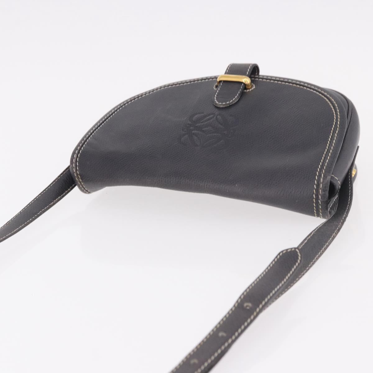 LOEWE Anagram Shoulder Bag Navy Gold Auth bs35924