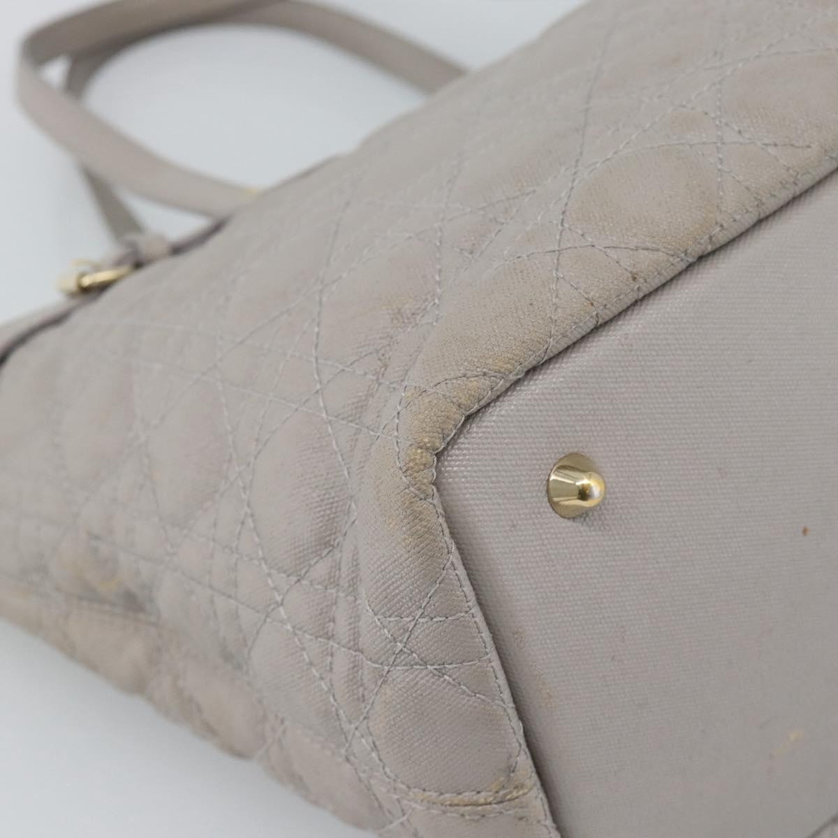 Christian Dior Canage Tote Bag Canvas Gray Gold Auth bs35925