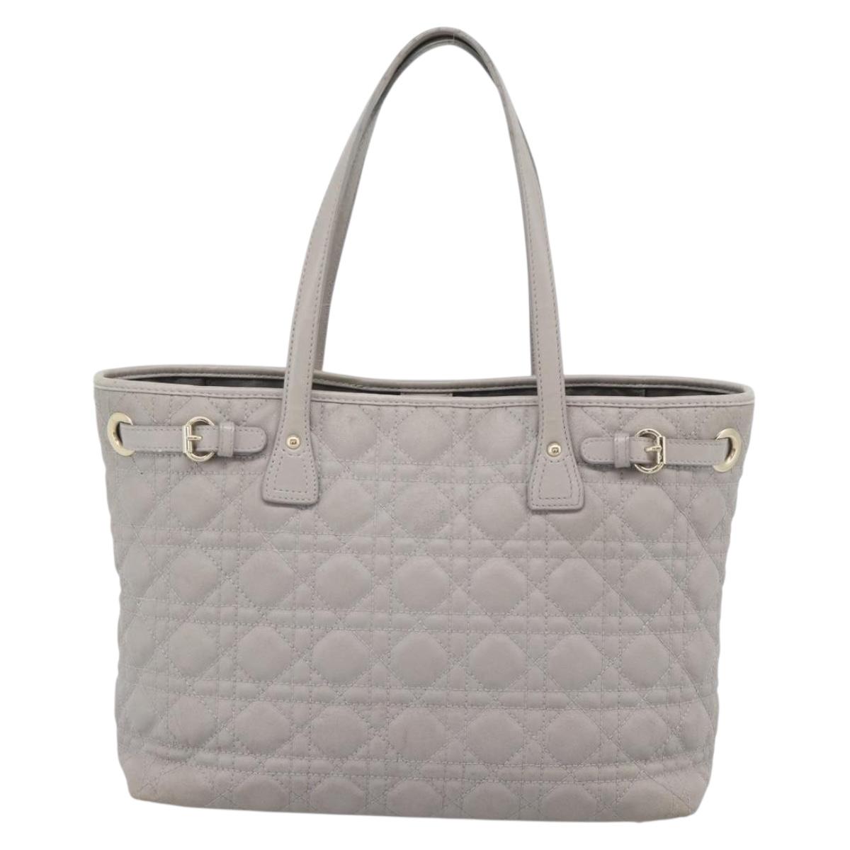 Christian Dior Canage Tote Bag Canvas Gray Gold Auth bs35925