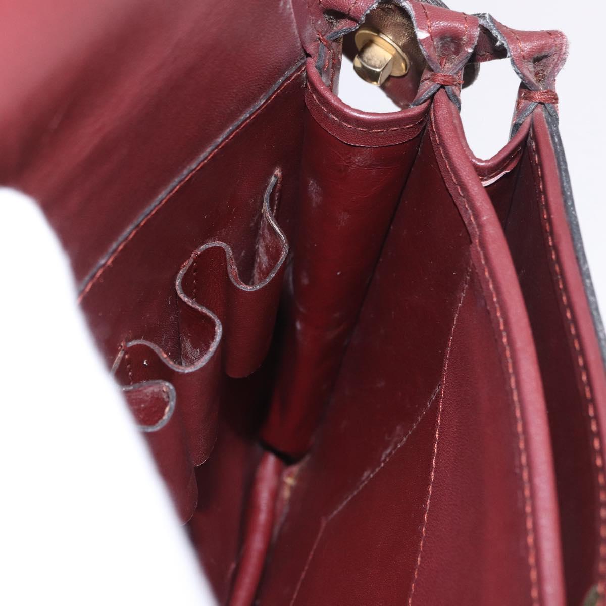 CARTIER Must Line Shoulder Bag Bordeaux Gold Auth bs35926