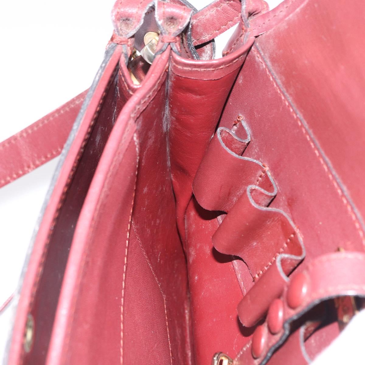 CARTIER Must Line Shoulder Bag Bordeaux Gold Auth bs35926