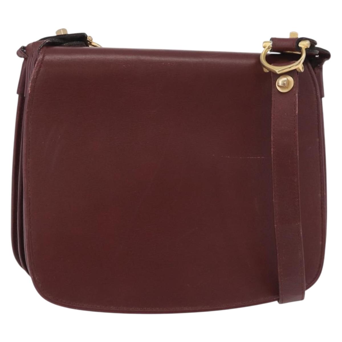 CARTIER Must Line Shoulder Bag Bordeaux Gold Auth bs35926