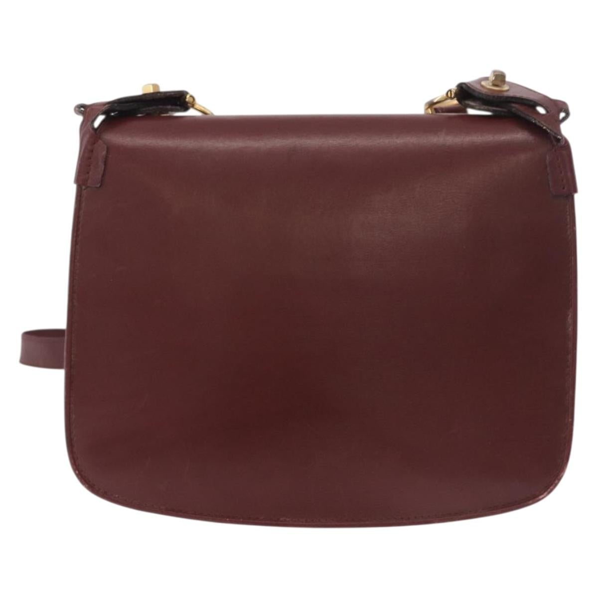 CARTIER Must Line Shoulder Bag Bordeaux Gold Auth bs35926