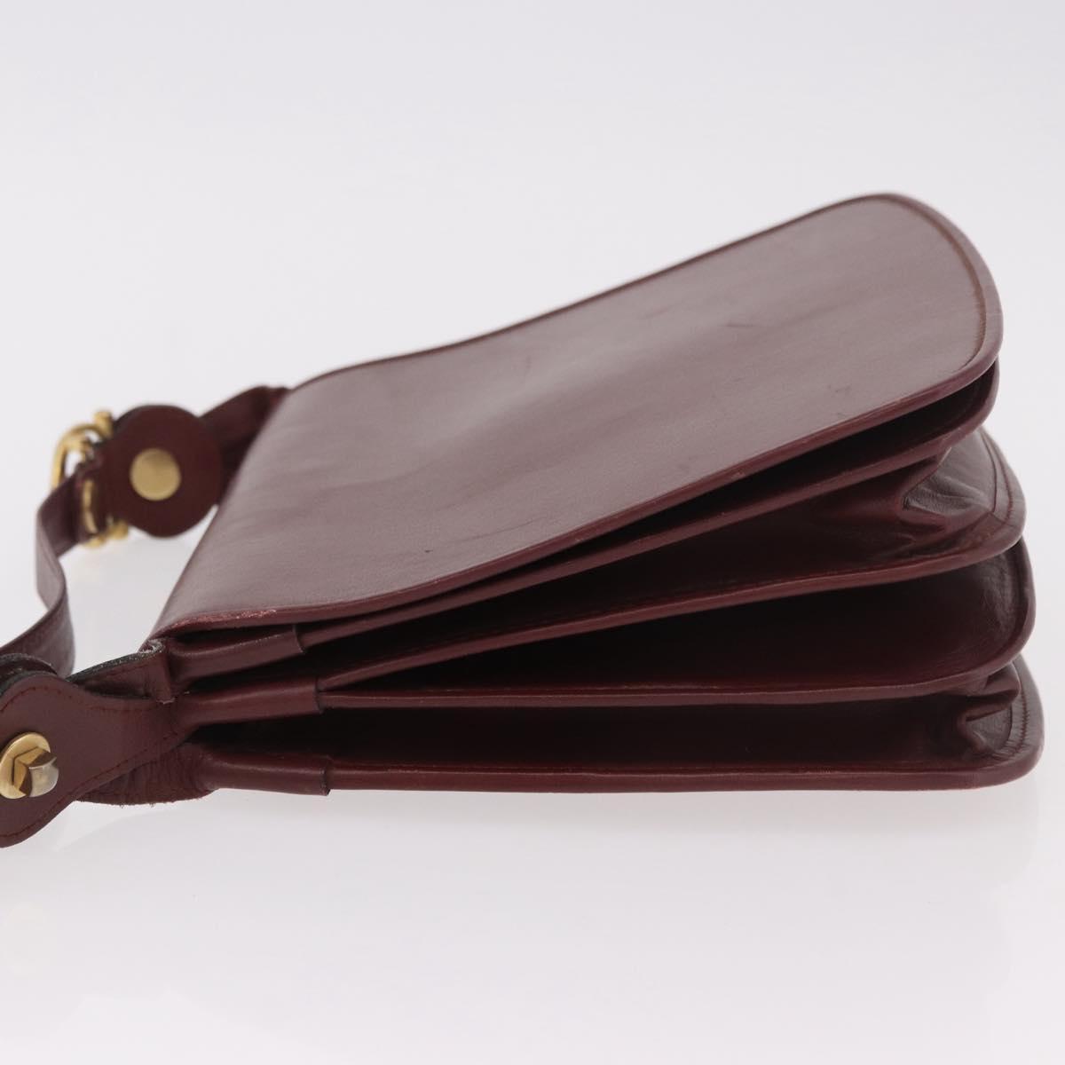 CARTIER Must Line Shoulder Bag Bordeaux Gold Auth bs35926