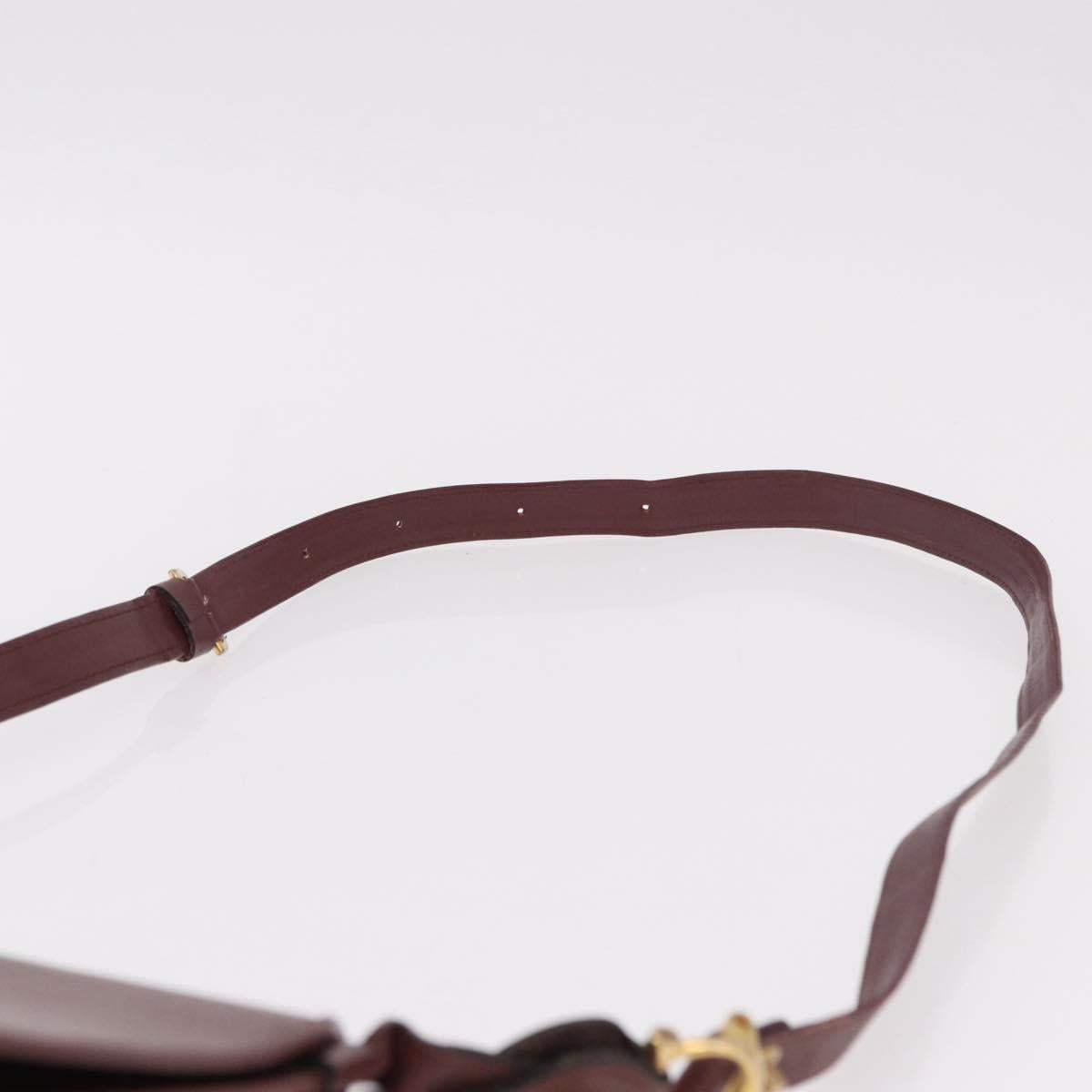 CARTIER Must Line Shoulder Bag Bordeaux Gold Auth bs35926