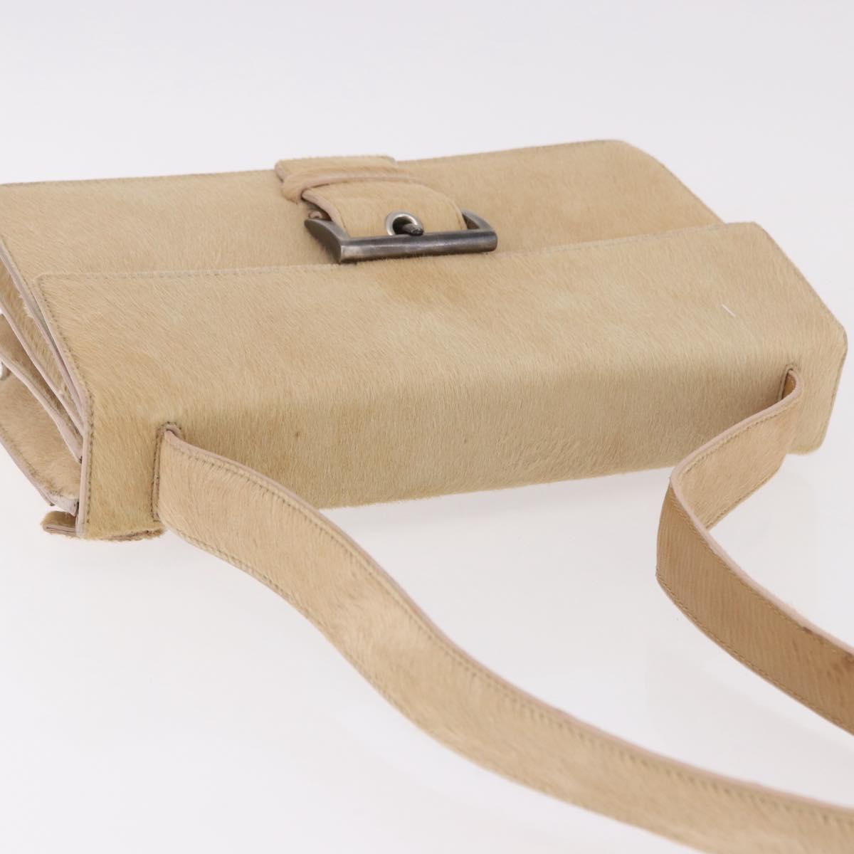 PRADA Shoulder Bag Harako leather Beige Silver Auth bs35934V