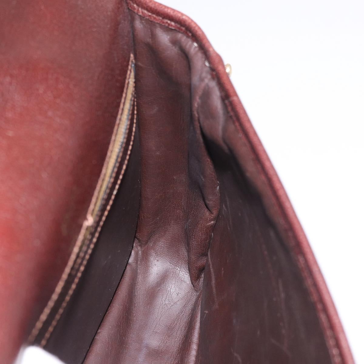 CELINE Shoulder Bag Leather Dark Brown Gold Auth bs35935