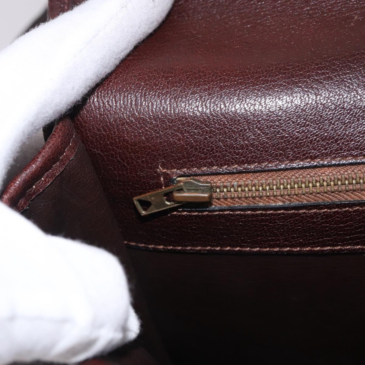 CELINE Shoulder Bag Leather Dark Brown Gold Auth bs35935
