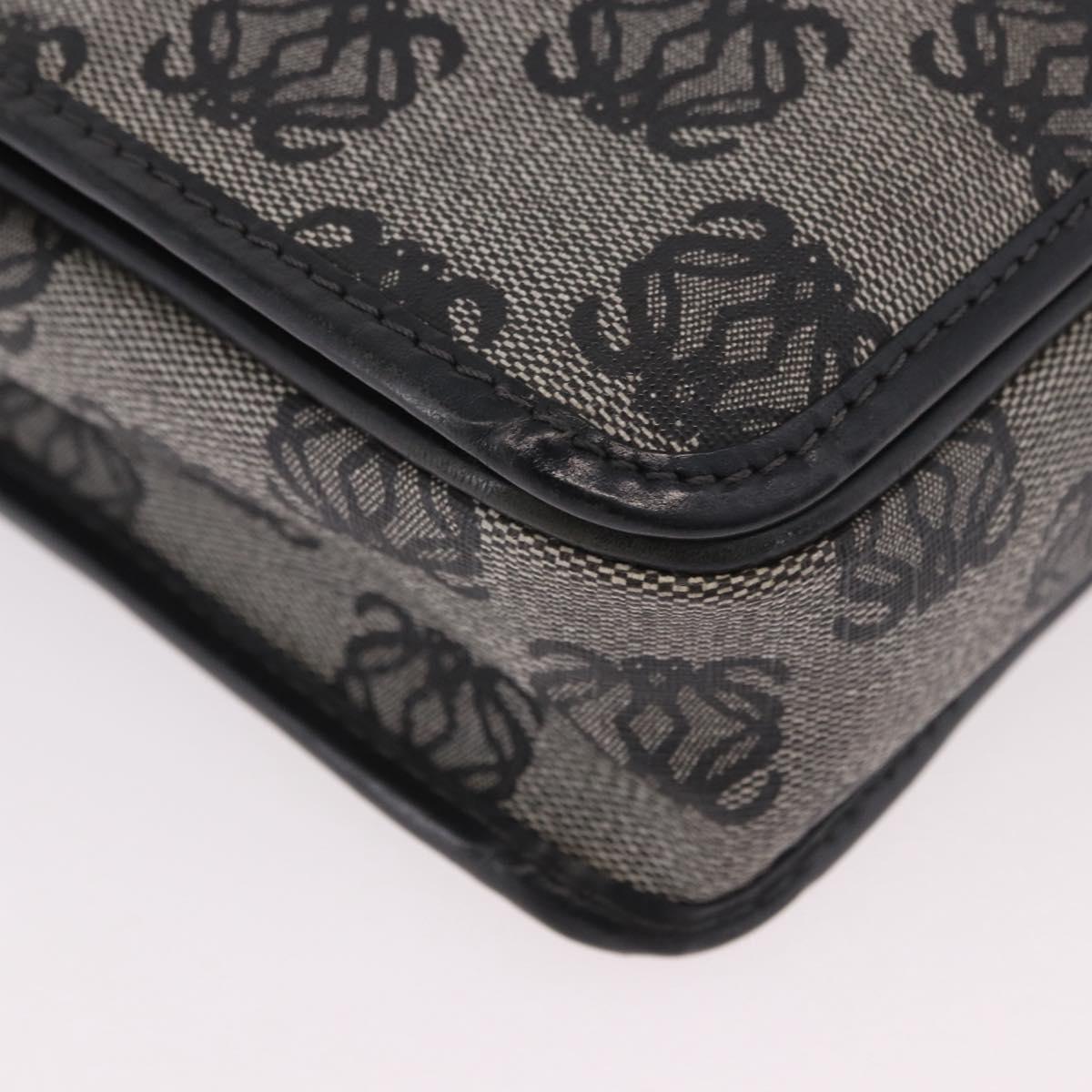 LOEWE Anagram Shoulder Bag PVC Gray Gold Auth bs35936