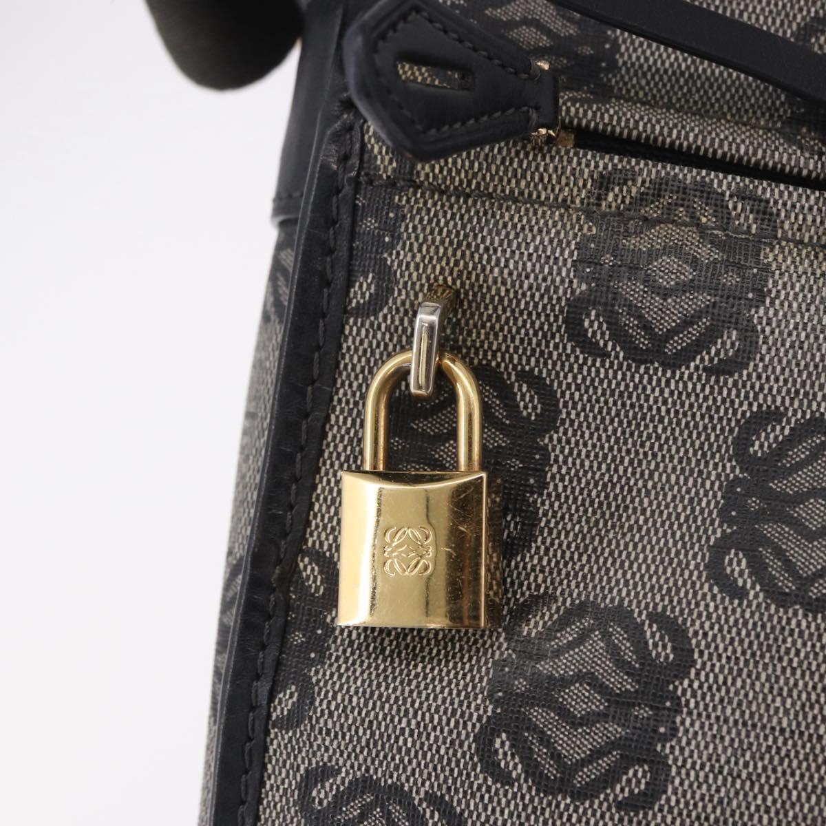 LOEWE Anagram Shoulder Bag PVC Gray Gold Auth bs35936