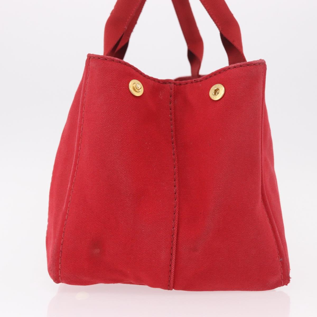 PRADA Canapa MM Hand Bag Canvas Red Auth bs35937