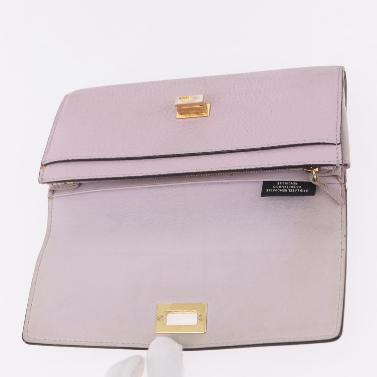 FENDI Long Wallet Leather Purple Gold 8M0427 Auth bs35938