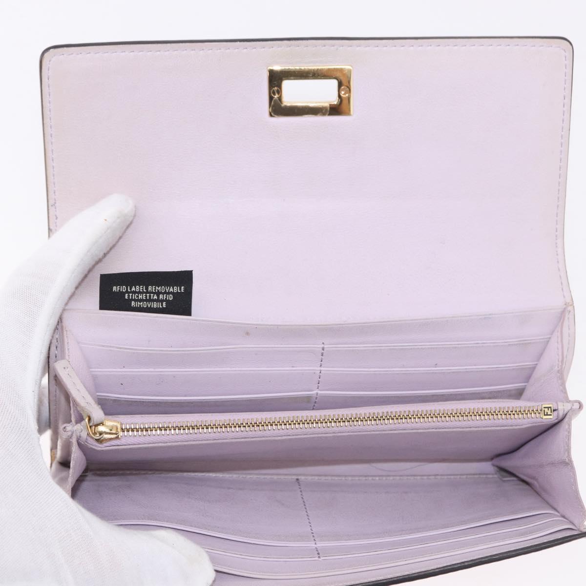 FENDI Long Wallet Leather Purple Gold 8M0427 Auth bs35938