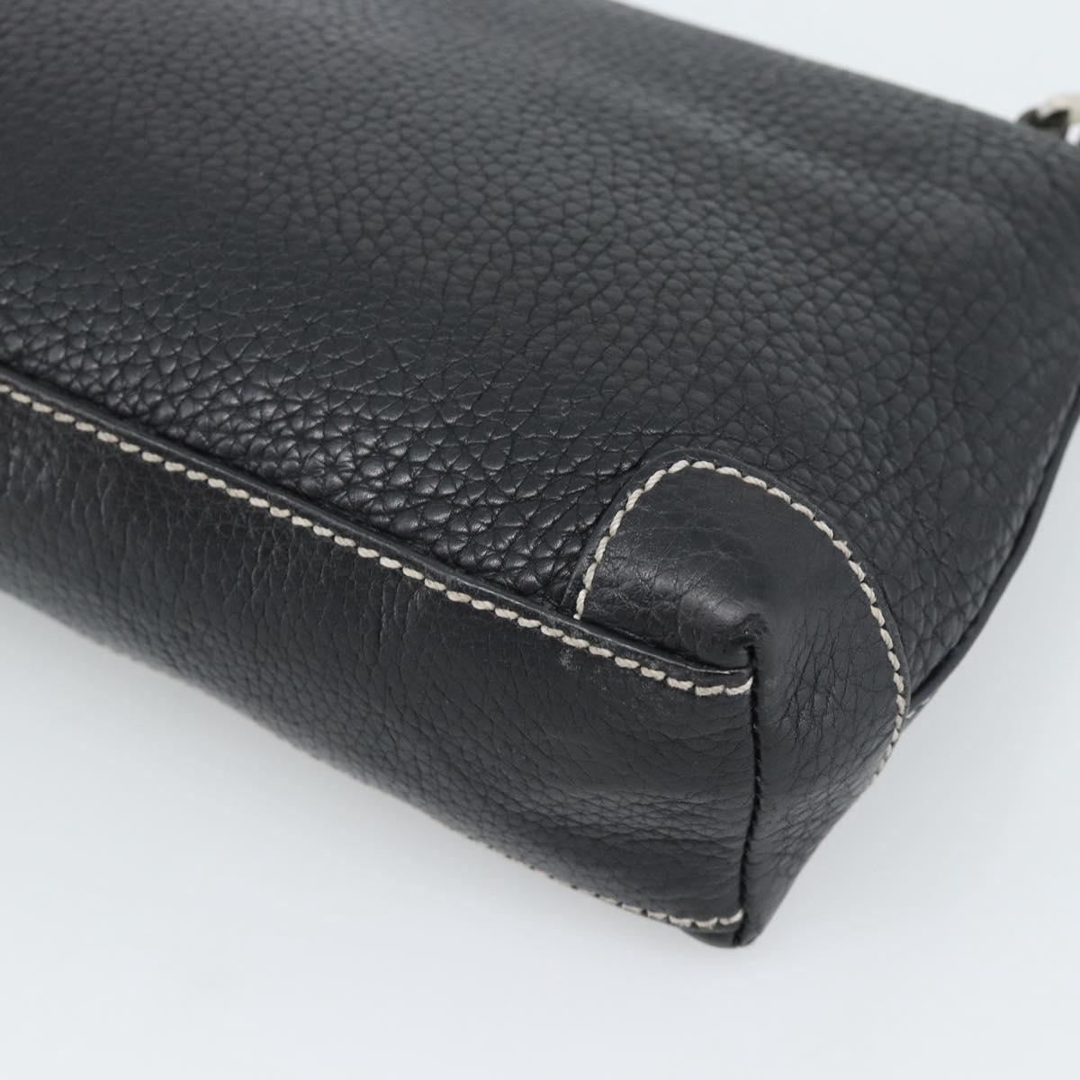 TIFFANY&Co. Shoulder Bag Leather Black Silver Auth bs35941