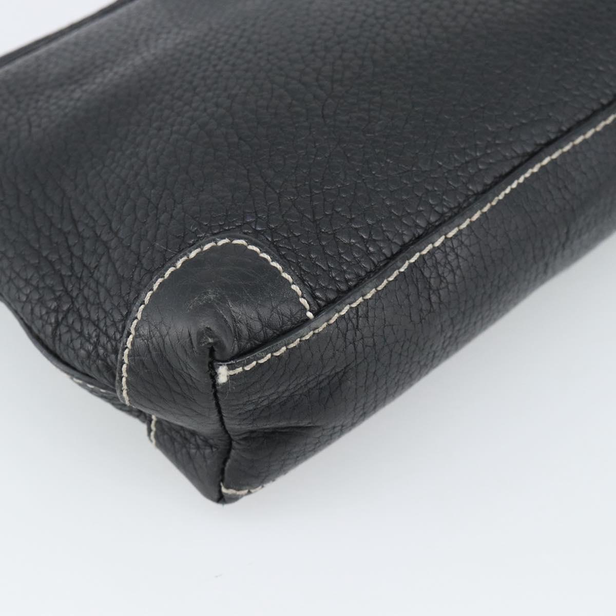 TIFFANY&Co. Shoulder Bag Leather Black Silver Auth bs35941