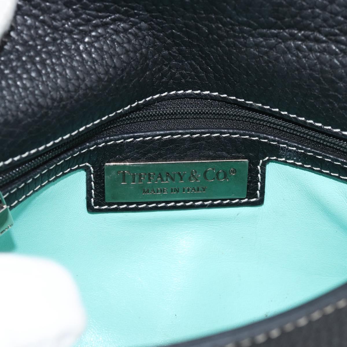 TIFFANY&Co. Shoulder Bag Leather Black Silver Auth bs35941
