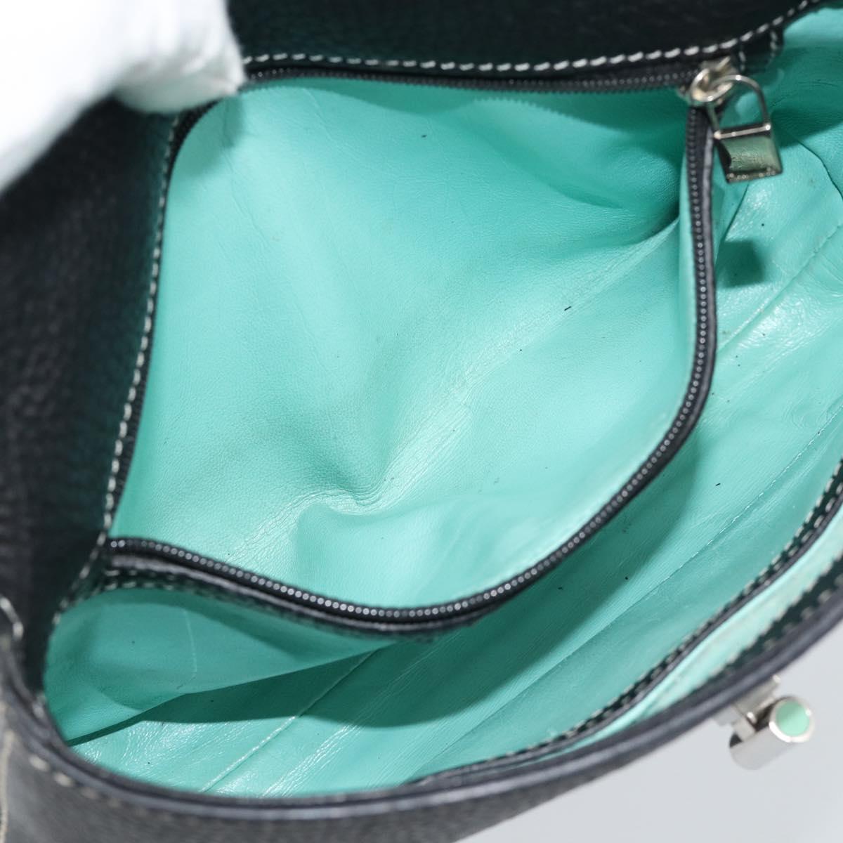TIFFANY&Co. Shoulder Bag Leather Black Silver Auth bs35941