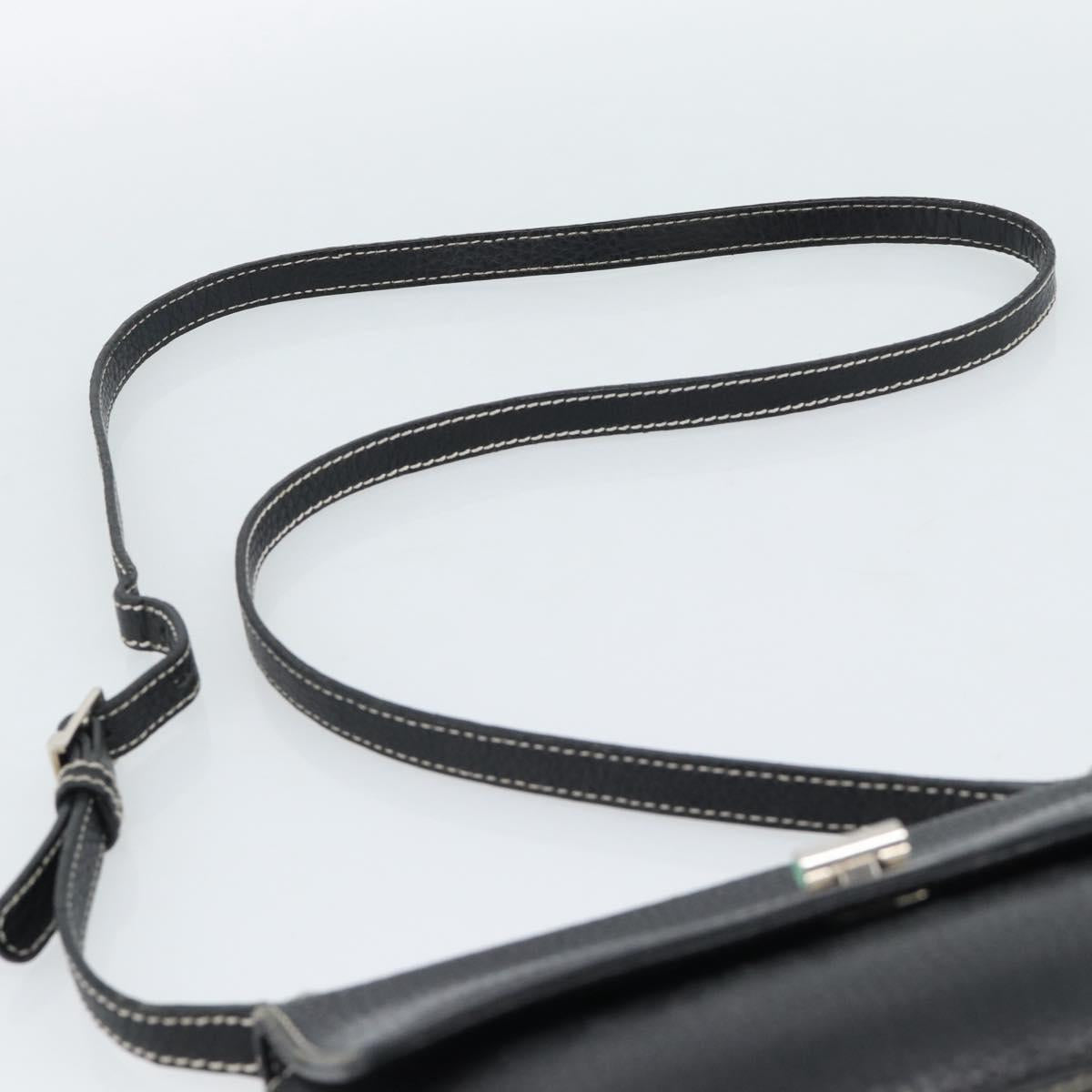 TIFFANY&Co. Shoulder Bag Leather Black Silver Auth bs35941