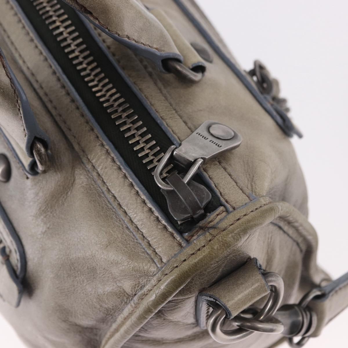 Miu Miu Hand Bag Leather 2way Gray Auth bs35942M