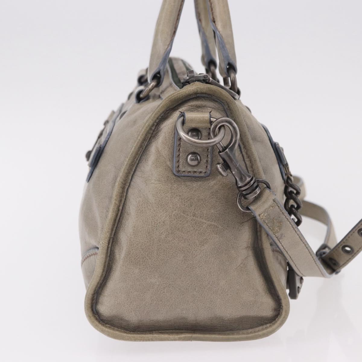 Miu Miu Hand Bag Leather 2way Gray Auth bs35942M