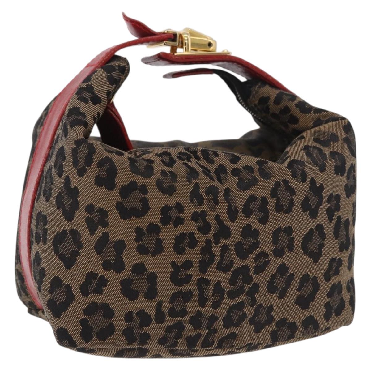 FENDI Pouch Canvas Brown Gold Auth bs35944