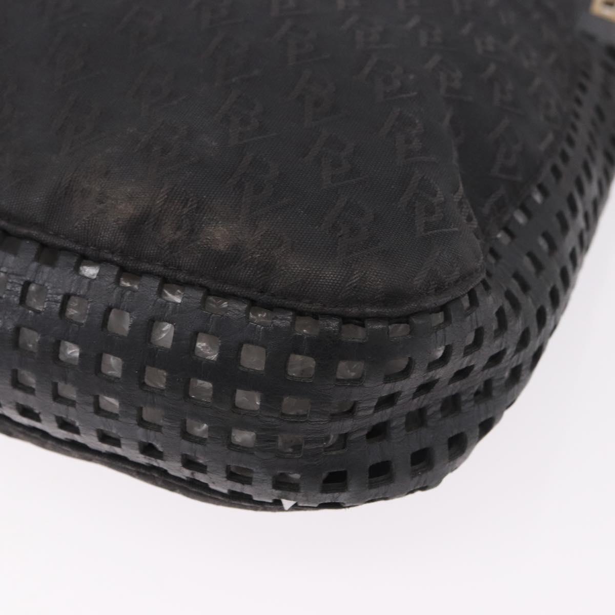 BOTTEGA VENETA Shoulder Bag Canvas Black Gold Auth bs35947