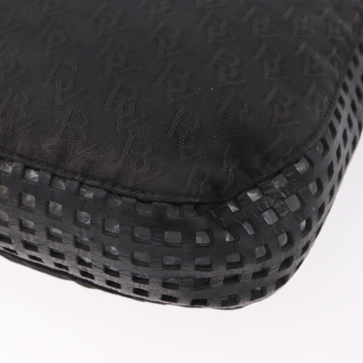 BOTTEGA VENETA Shoulder Bag Canvas Black Gold Auth bs35947