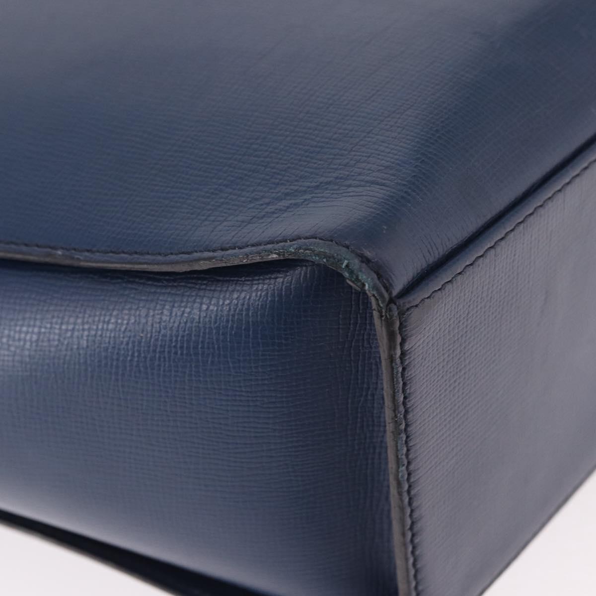 Christian Dior Shoulder Bag Leather Blue Gold Auth bs35948