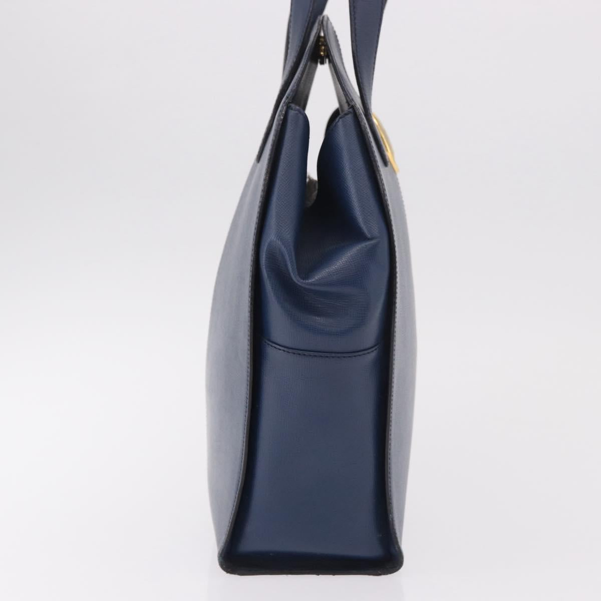 Christian Dior Shoulder Bag Leather Blue Gold Auth bs35948