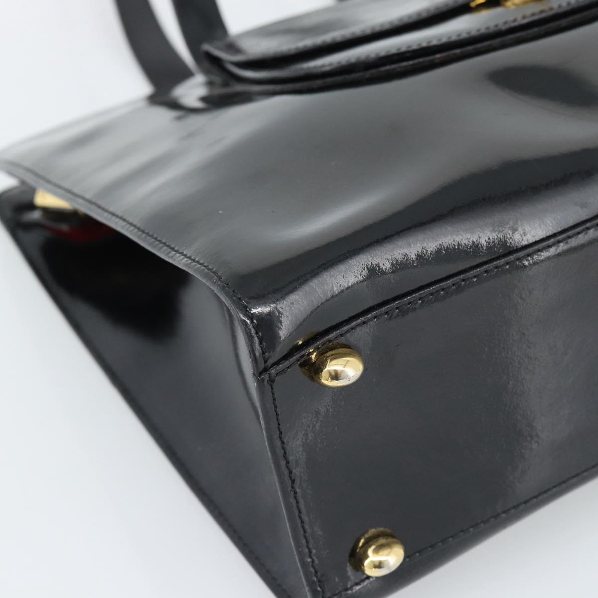 CELINE Tote Bag Patent Black Gold Auth bs35949