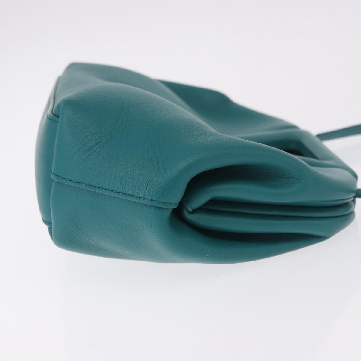 BOTTEGAVENETA Triangle Point Small Bag Leather 2way Turquoise Blue Auth bs35952V