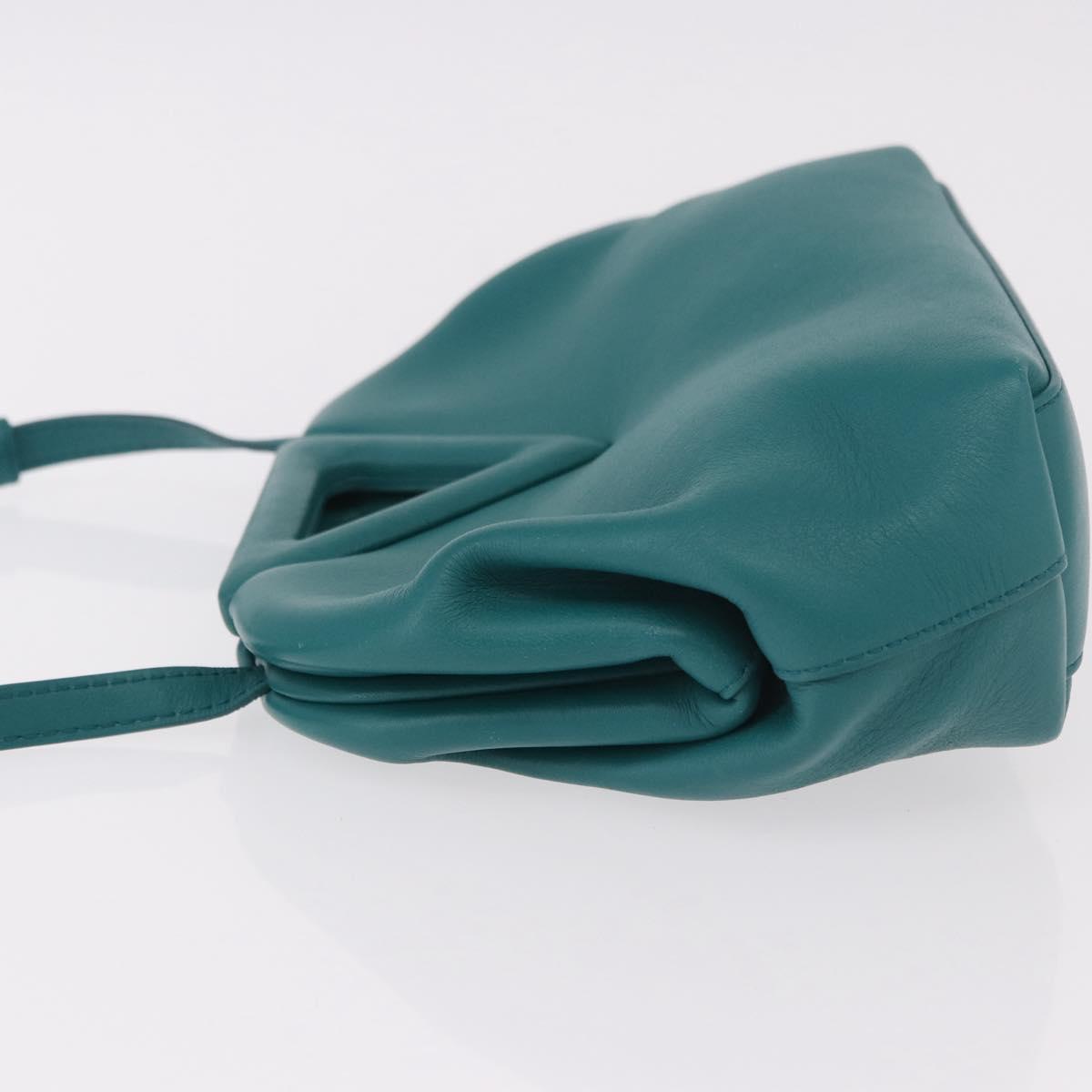 BOTTEGAVENETA Triangle Point Small Bag Leather 2way Turquoise Blue Auth bs35952V