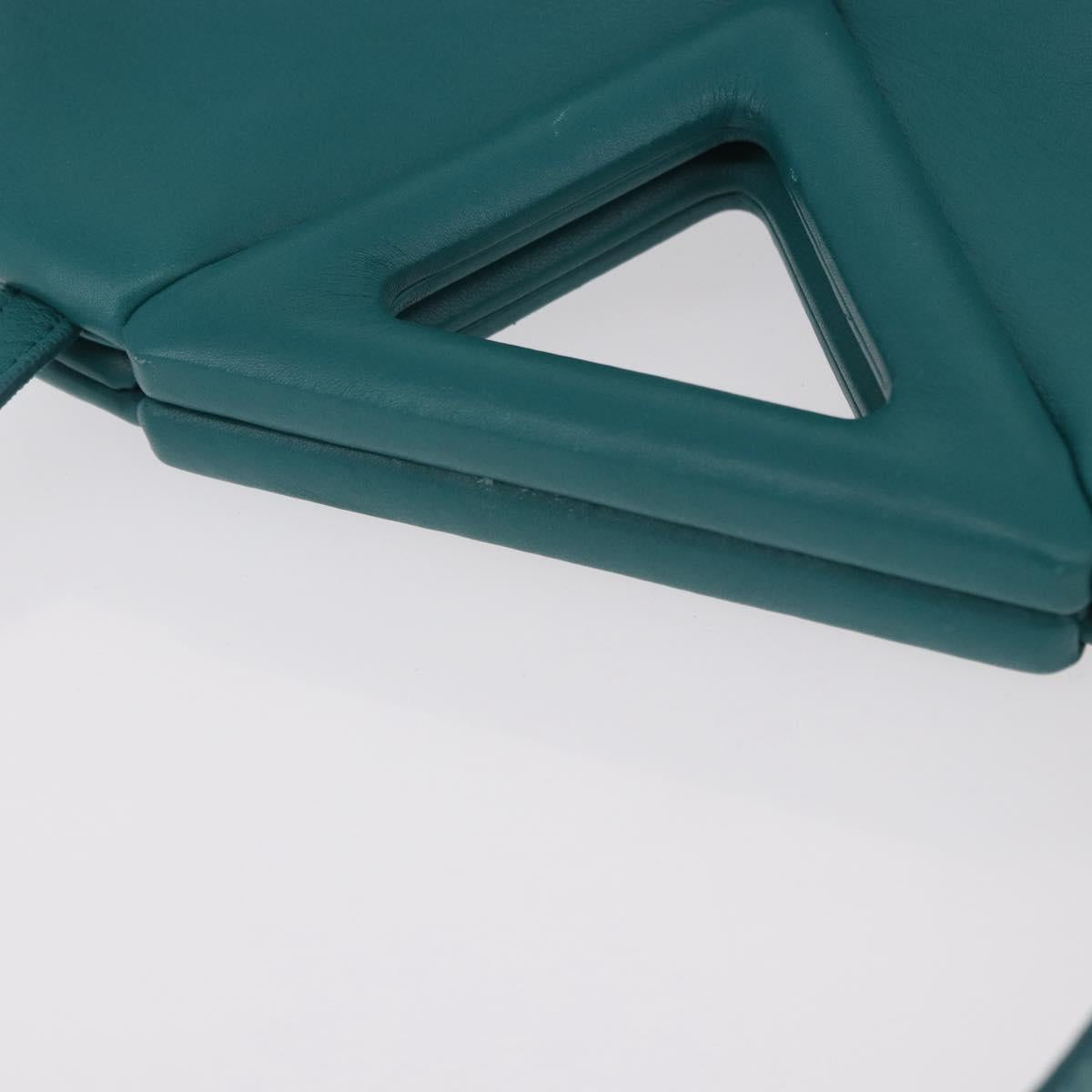 BOTTEGAVENETA Triangle Point Small Bag Leather 2way Turquoise Blue Auth bs35952V