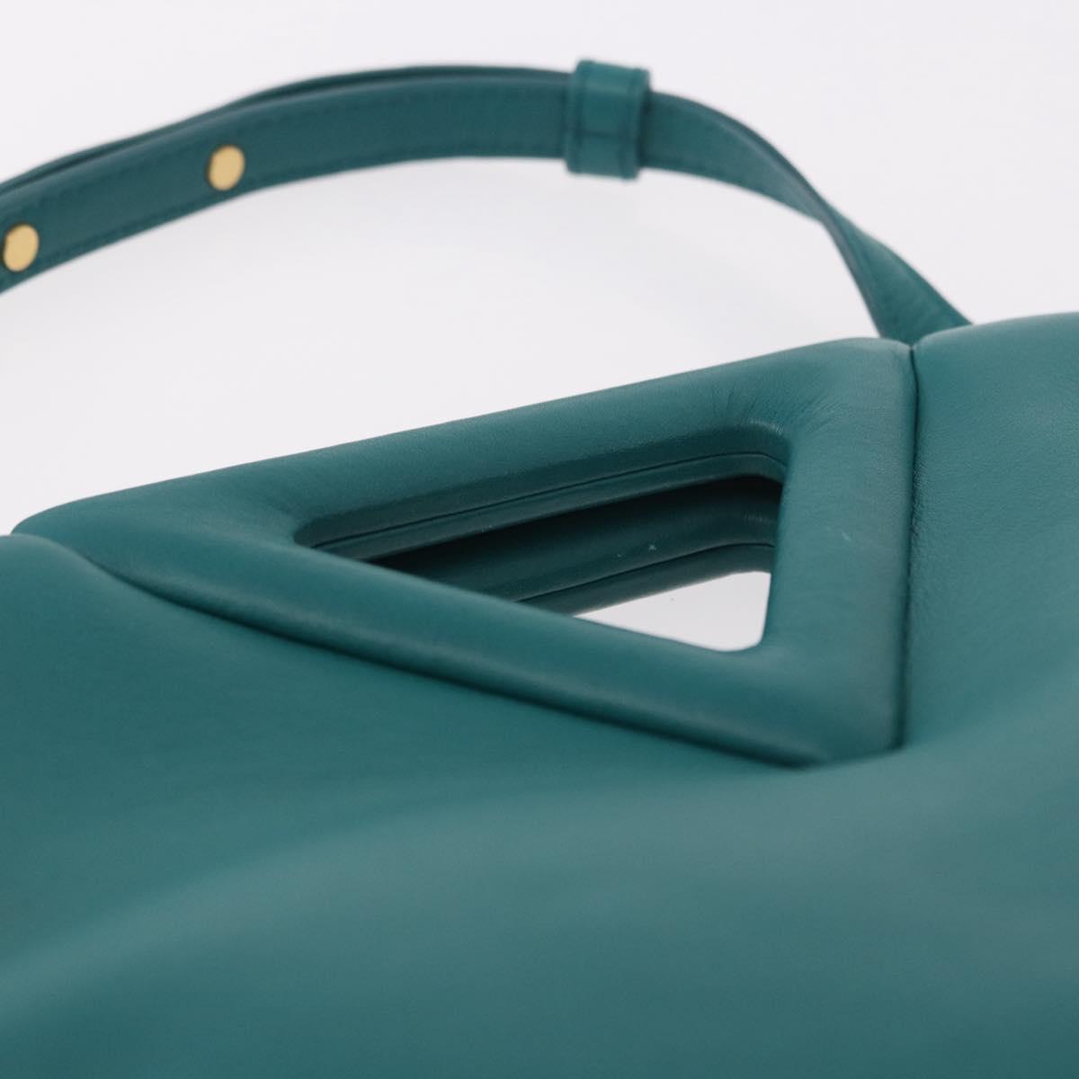 BOTTEGAVENETA Triangle Point Small Bag Leather 2way Turquoise Blue Auth bs35952V