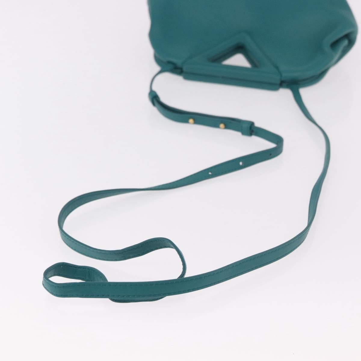 BOTTEGAVENETA Triangle Point Small Bag Leather 2way Turquoise Blue Auth bs35952V