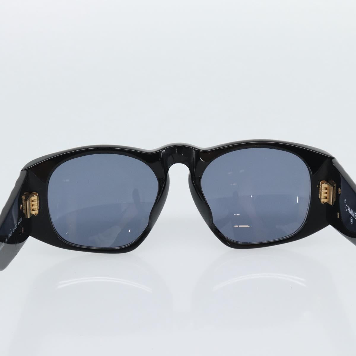 CHANEL Sunglasses Plastic Black Gold CC Auth bs35953