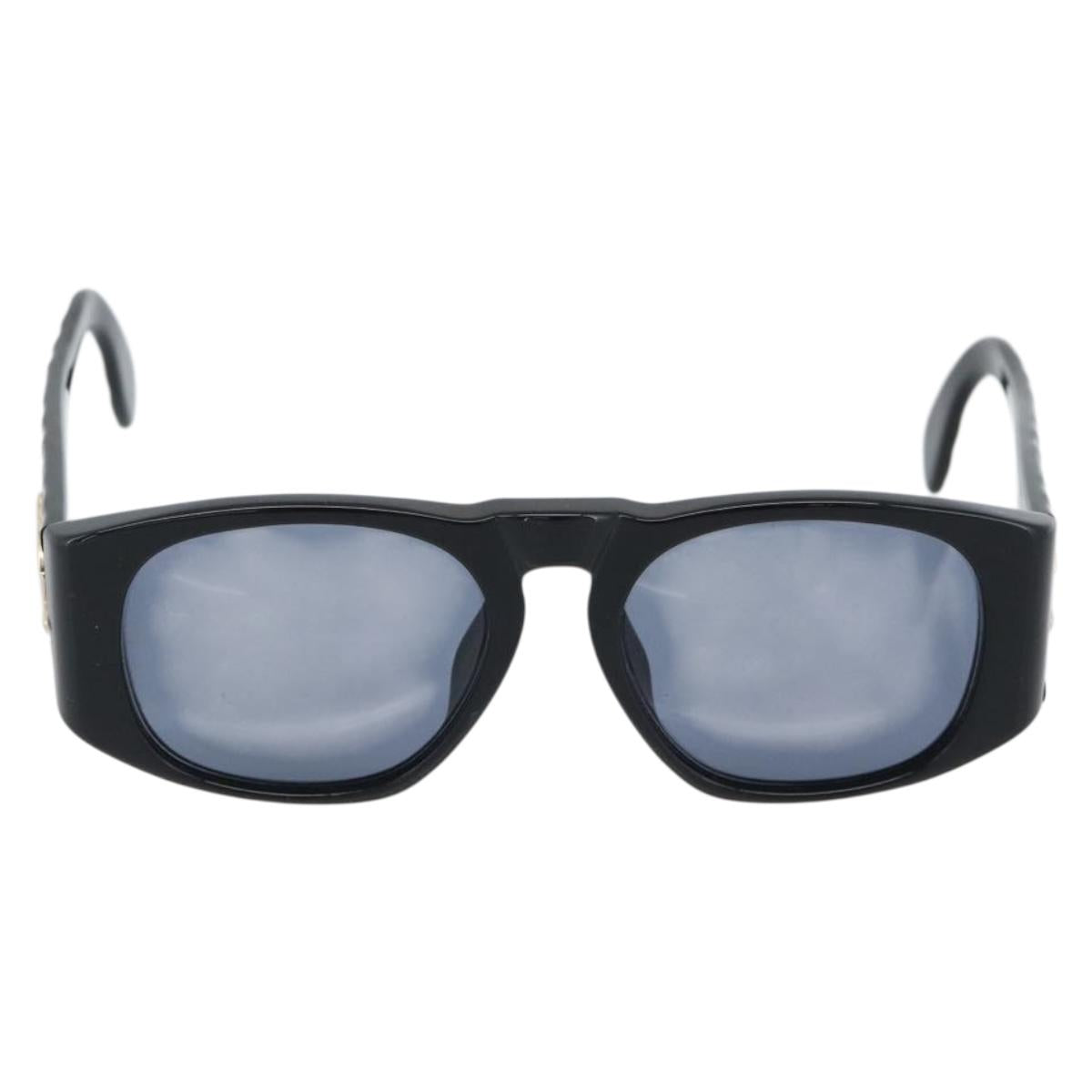 CHANEL Sunglasses Plastic Black Gold CC Auth bs35953