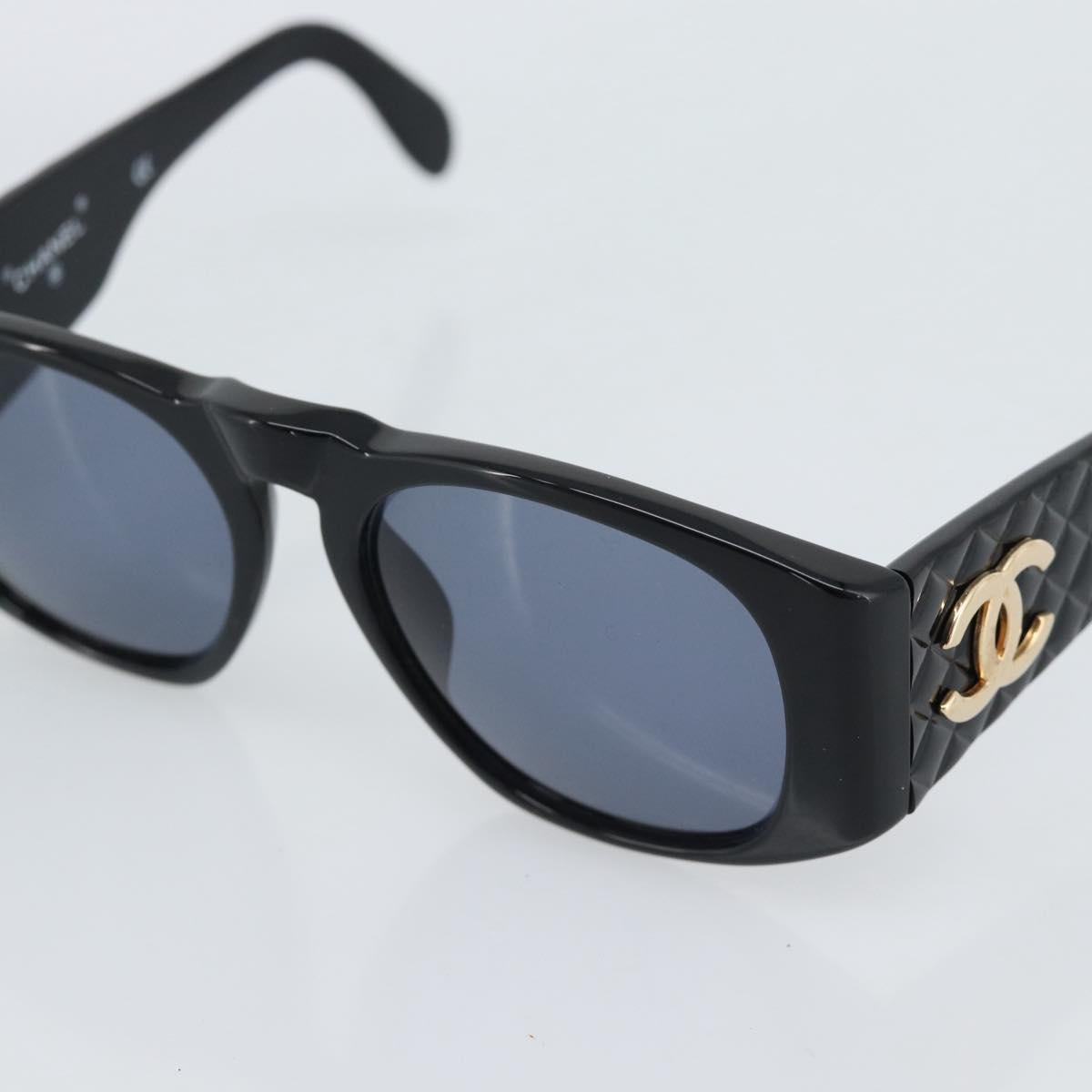CHANEL Sunglasses Plastic Black Gold CC Auth bs35953