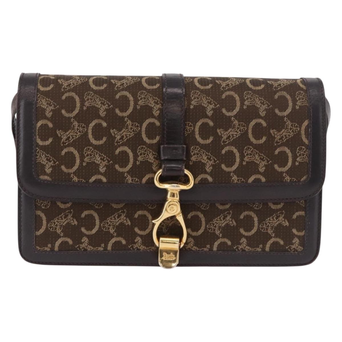 CELINE C Saluki Shoulder Bag Brown Gold Auth bs35956